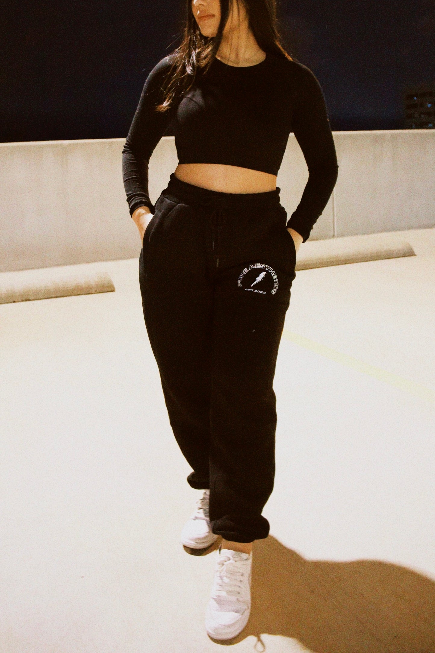 Black Embroidered Joggers