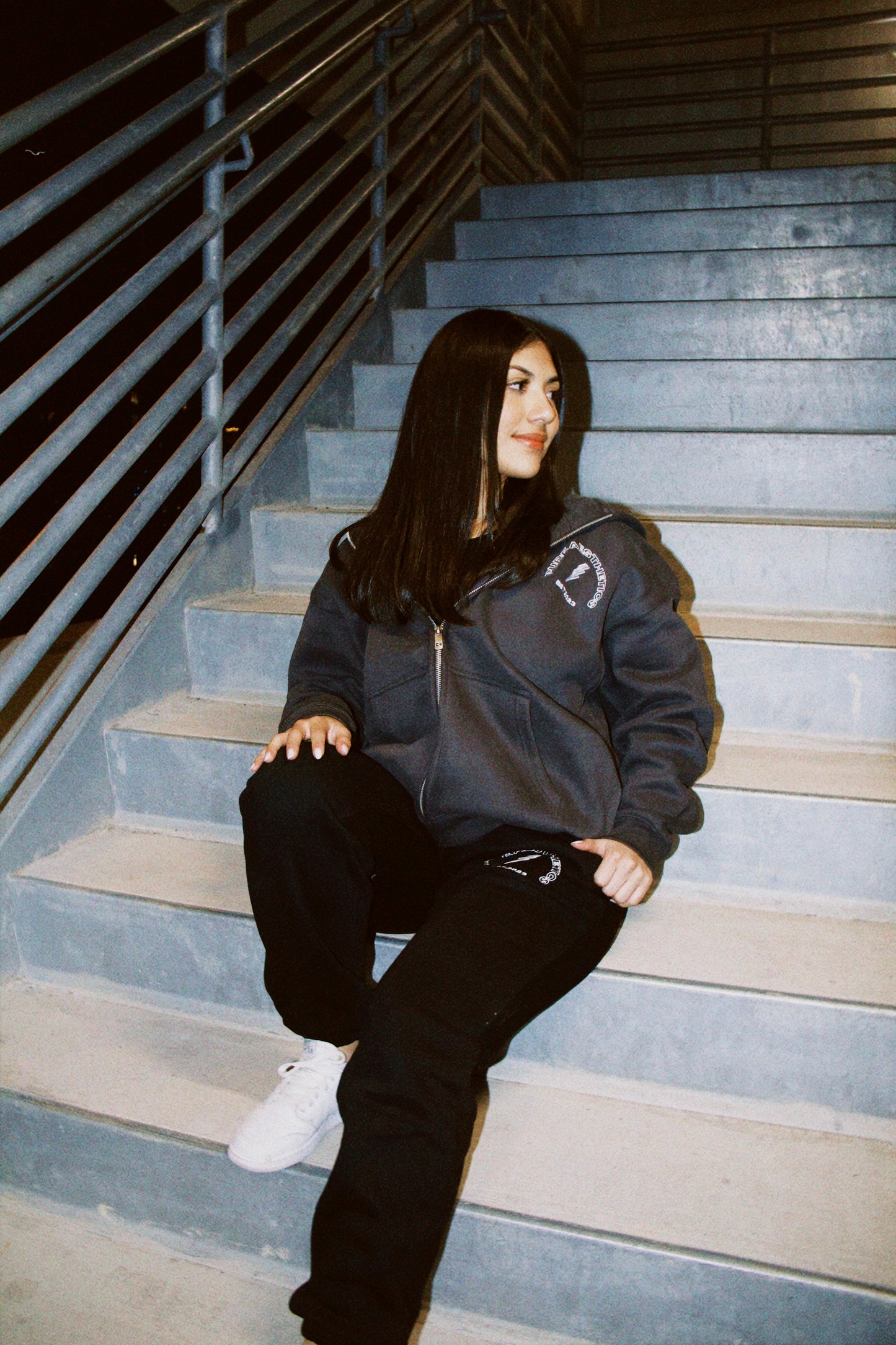 Black Embroidered Joggers