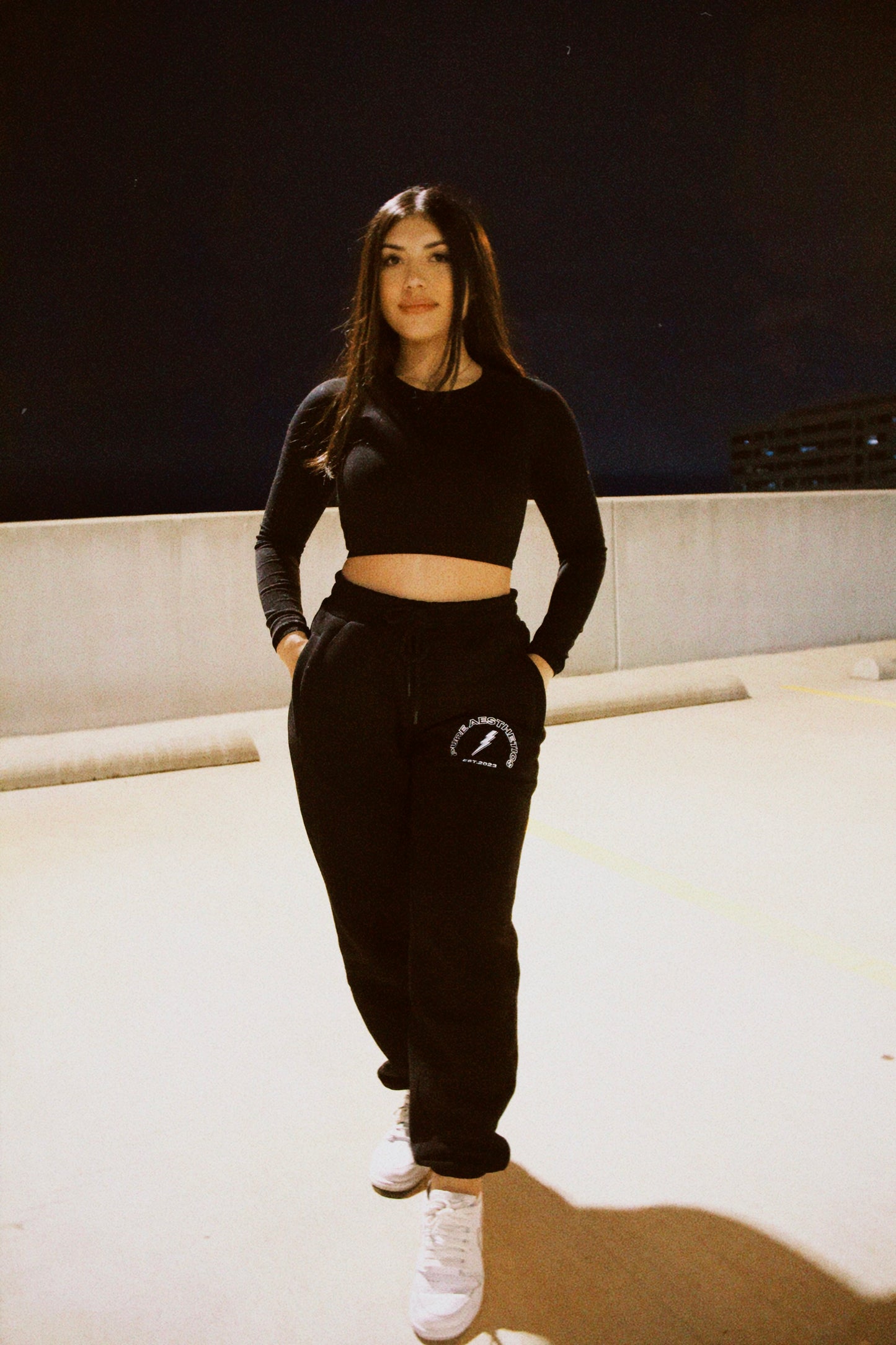 Black Embroidered Joggers