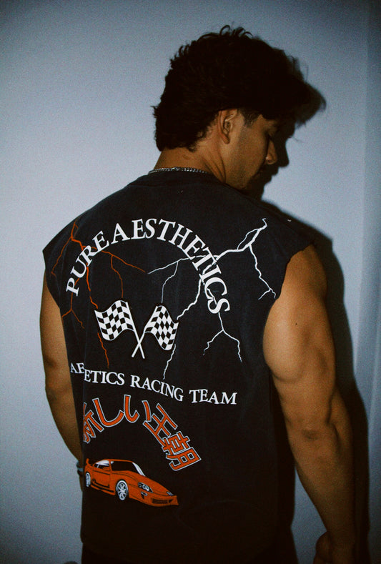 Faded Black Aesthetics JDM Racing Cutoff’s